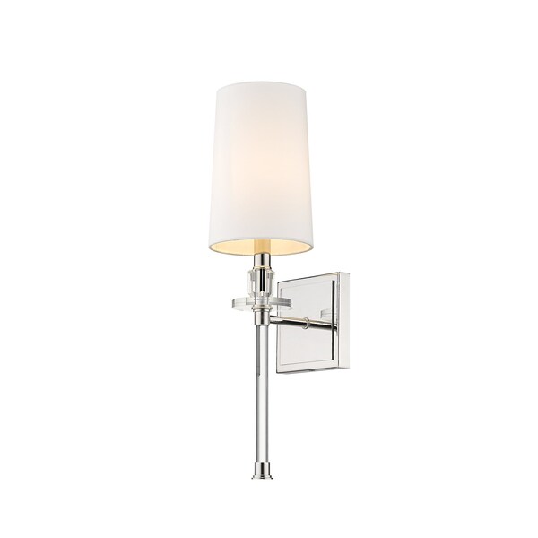 Z-Lite Sophia 1 Light Wall Sconce, Polished Nickel & White 803-1S-PN - main